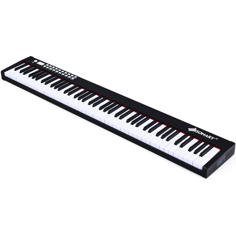 88-Key Portable Full-Size Semi-weighted Digital Piano Keyboard-BlackCostway Gallery View 9 of 11