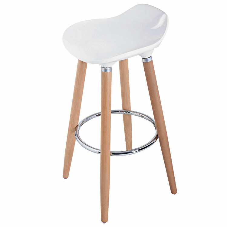 Set of 2 ABS Bar Stools with Wooden LegsCostway Gallery View 10 of 11