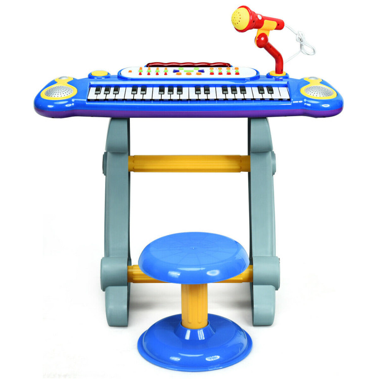 37 Key Electronic Keyboard Kids Toy Piano-BlueCostway Gallery View 9 of 12