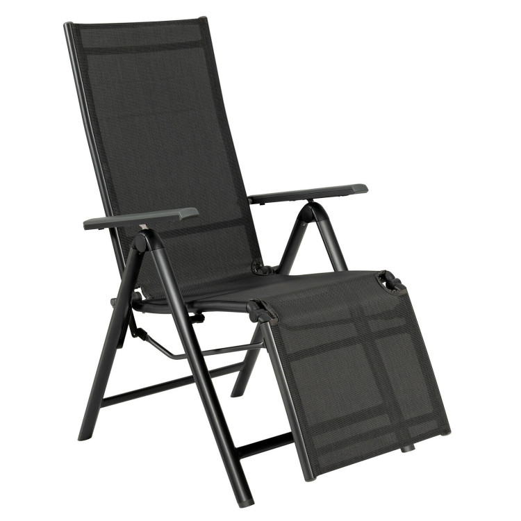 Outdoor Folding Lounge Chair with 7 Adjustable Backrest and Footrest Positions-GrayCostway Gallery View 1 of 12