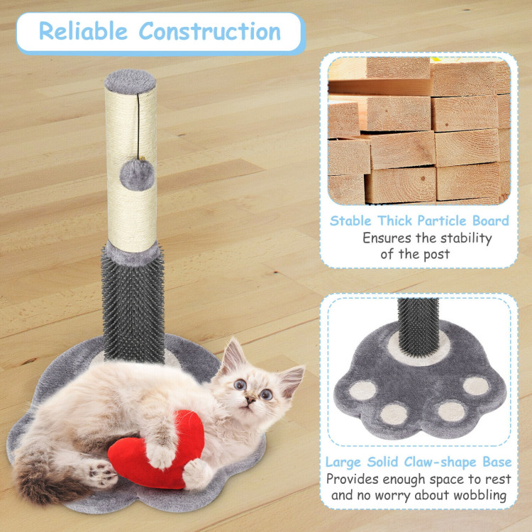 20.5 inch Tall Cat Scratching Post Claw Scratcher with Sisal Rope and Plush Ball-GrayCostway Gallery View 11 of 12