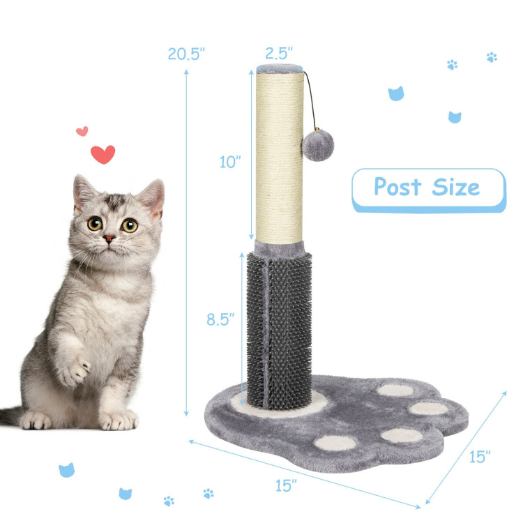 20.5 inch Tall Cat Scratching Post Claw Scratcher with Sisal Rope and Plush Ball-GrayCostway Gallery View 5 of 12
