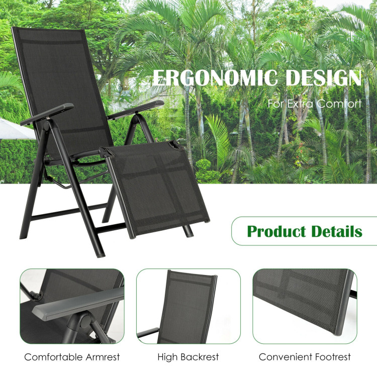 Outdoor Folding Lounge Chair with 7 Adjustable Backrest and Footrest Positions-GrayCostway Gallery View 12 of 12