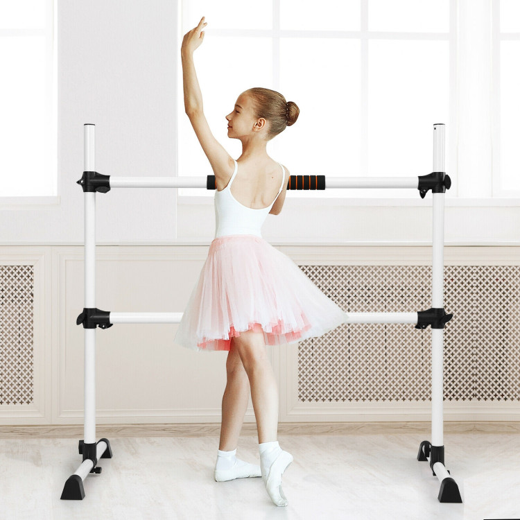 4 Feet Portable Ballet Barre with Adjustable Height-GrayCostway Gallery View 1 of 12