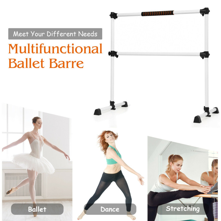 4 Feet Portable Ballet Barre with Adjustable Height-GrayCostway Gallery View 10 of 12