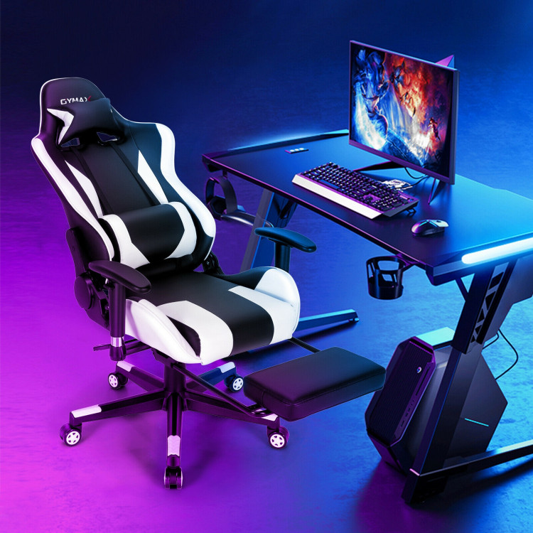 High Back Ergonomic Massage Computer Gaming Chair with USB Massage Lumbar PillowCostway Gallery View 8 of 13