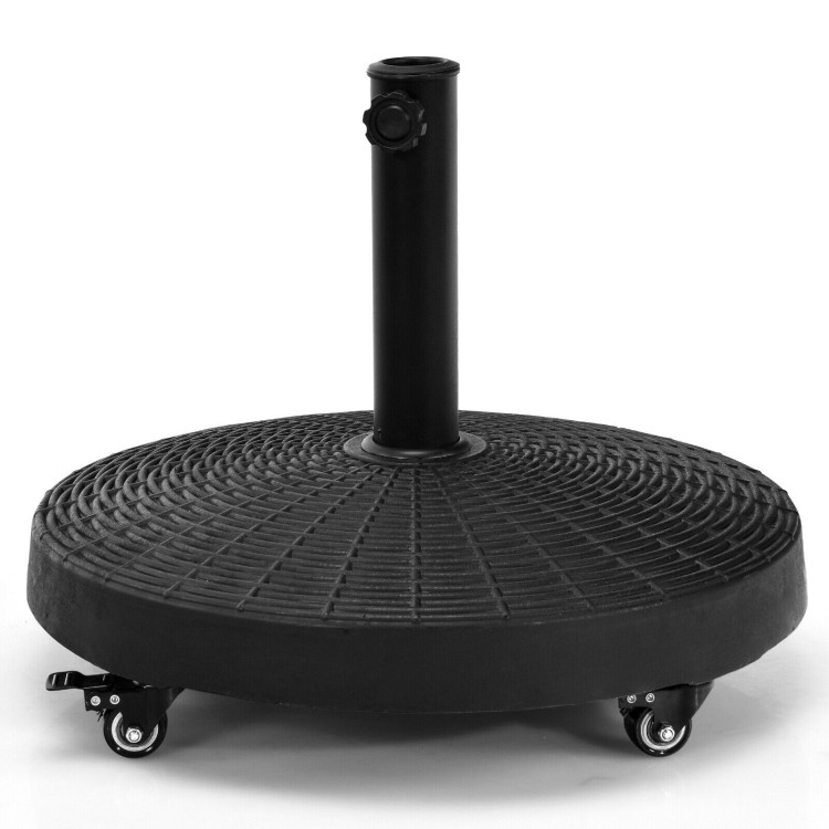 50 LBS Patio Wicker Style Resin Umbrella Base Stand Heavy Duty with WheelsCostway Gallery View 1 of 12