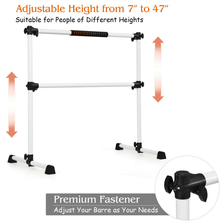 4 Feet Portable Ballet Barre with Adjustable Height-GrayCostway Gallery View 12 of 12