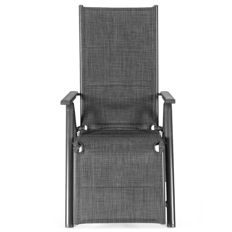 Aluminum Frame Adjustable Outdoor Foldable Reclining Padded Chair-GrayCostway Gallery View 7 of 12