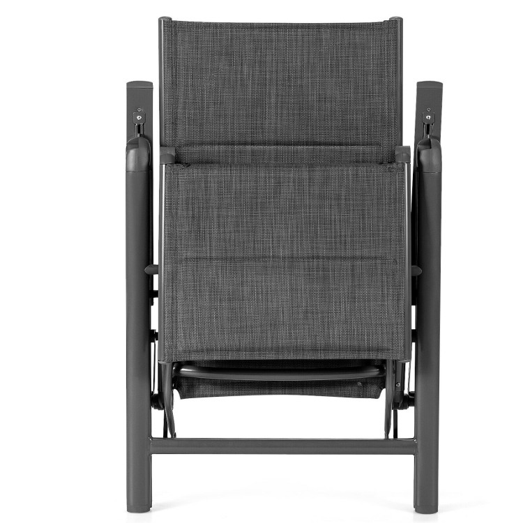 Aluminum Frame Adjustable Outdoor Foldable Reclining Padded Chair-GrayCostway Gallery View 8 of 12