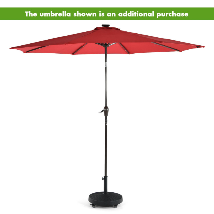50 LBS Patio Wicker Style Resin Umbrella Base Stand Heavy Duty with WheelsCostway Gallery View 12 of 12