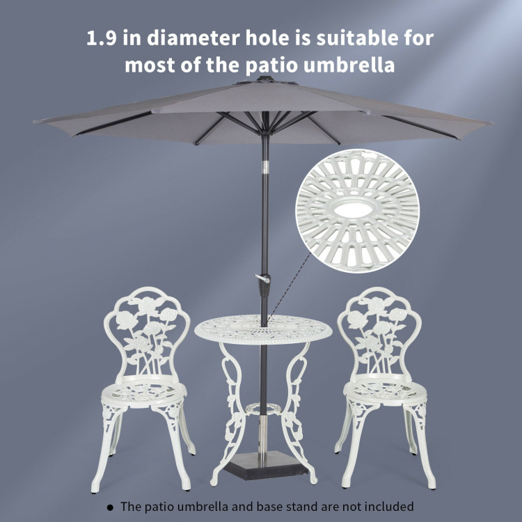 Outdoor Cast Aluminum Patio Furniture Set with Rose Design-WhiteCostway Gallery View 5 of 11