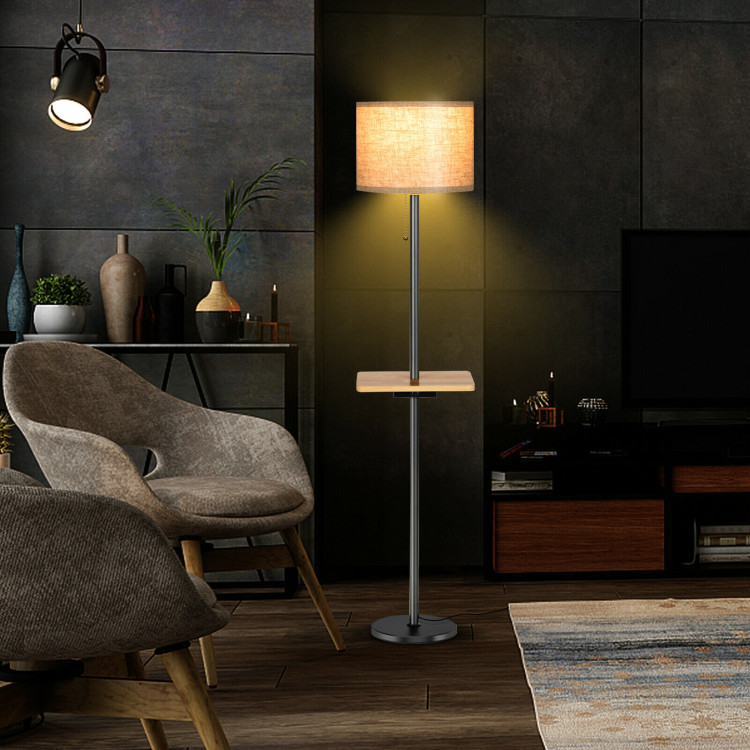 Modern Floor Lamp with Tray TableCostway Gallery View 2 of 11