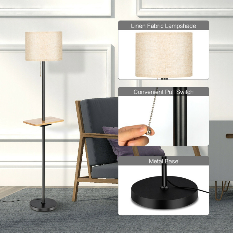 Modern Floor Lamp with Tray TableCostway Gallery View 11 of 11