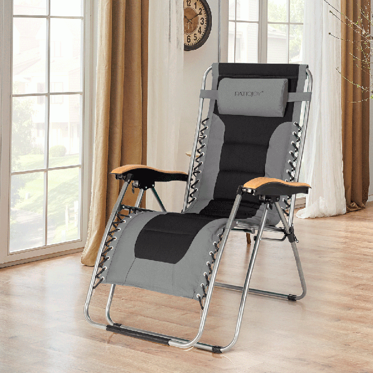 Oversize Folding Adjustable Padded Zero Gravity Lounge Chair-GrayCostway Gallery View 1 of 10