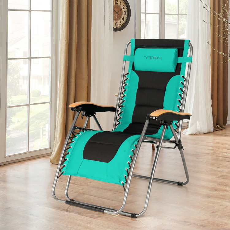 Oversize Folding Adjustable Padded Zero Gravity Lounge Chair-TurquoiseCostway Gallery View 1 of 12
