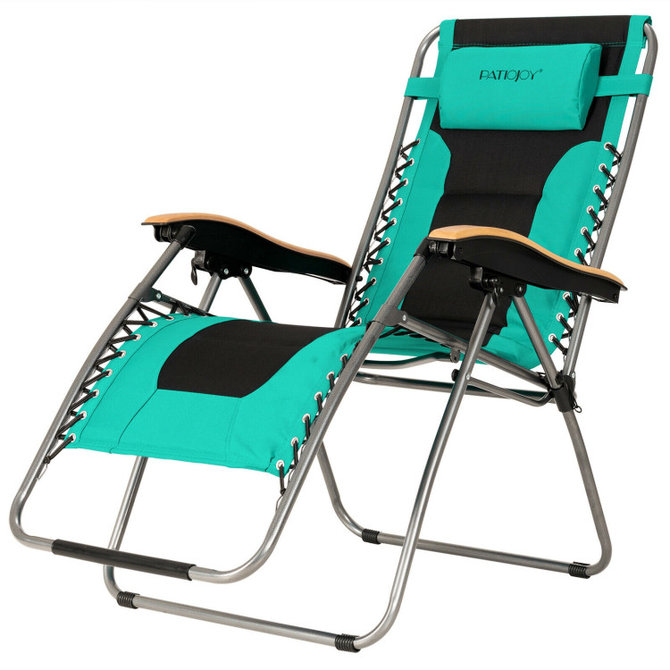 Oversize Folding Adjustable Padded Zero Gravity Lounge Chair-TurquoiseCostway Gallery View 11 of 12