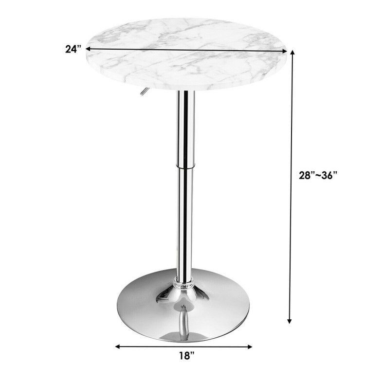360° Swivel Cocktail Pub Table with Sliver Leg and Base-WhiteCostway Gallery View 4 of 10