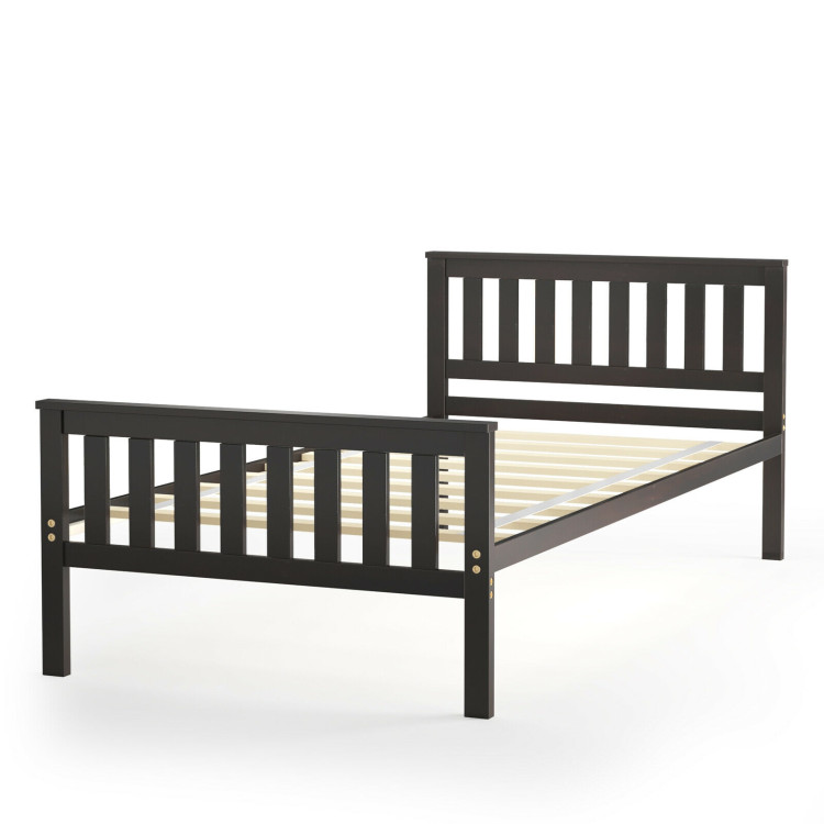 Twin Size Wood Platform Bed with HeadboardCostway Gallery View 3 of 10