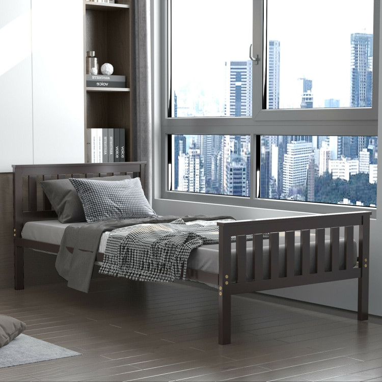 Twin Size Wood Platform Bed with HeadboardCostway Gallery View 6 of 10