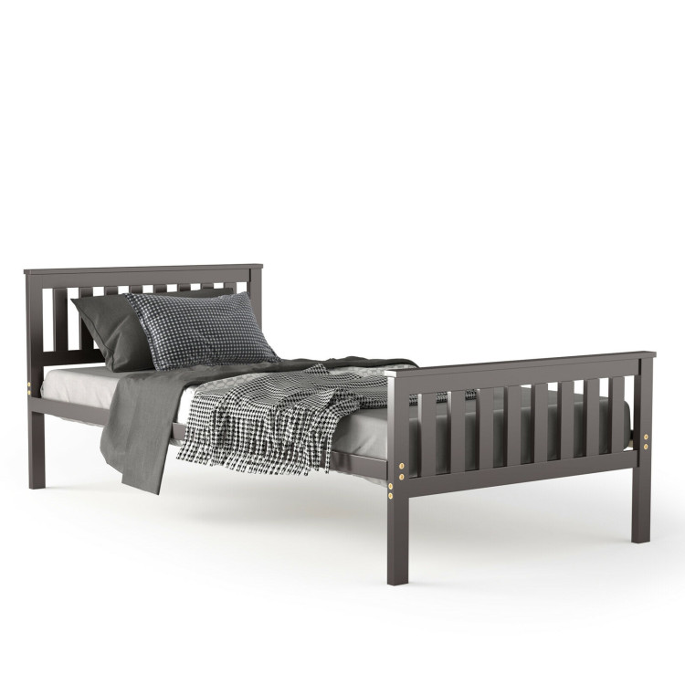 Twin Size Wood Platform Bed with HeadboardCostway Gallery View 7 of 10