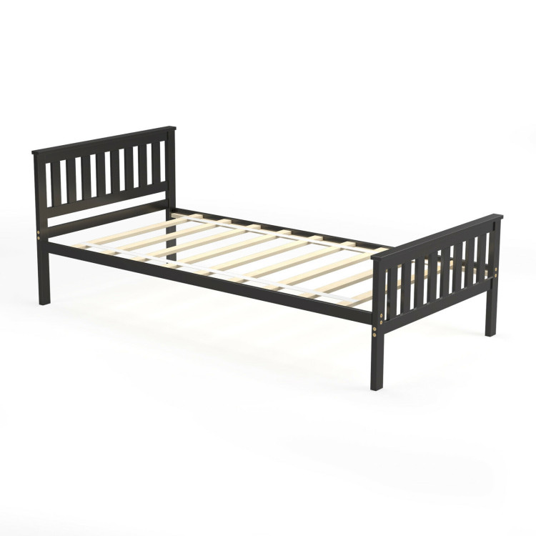 Twin Size Wood Platform Bed with HeadboardCostway Gallery View 8 of 10