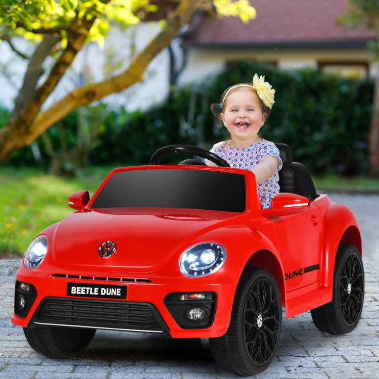 Volkswagen Beetle Kids Electric Ride On Car with Remote Control-RedCostway Gallery View 6 of 10