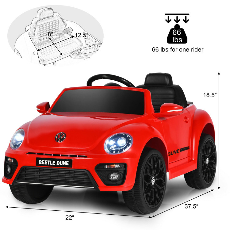 Volkswagen Beetle Kids Electric Ride On Car with Remote Control-RedCostway Gallery View 4 of 10