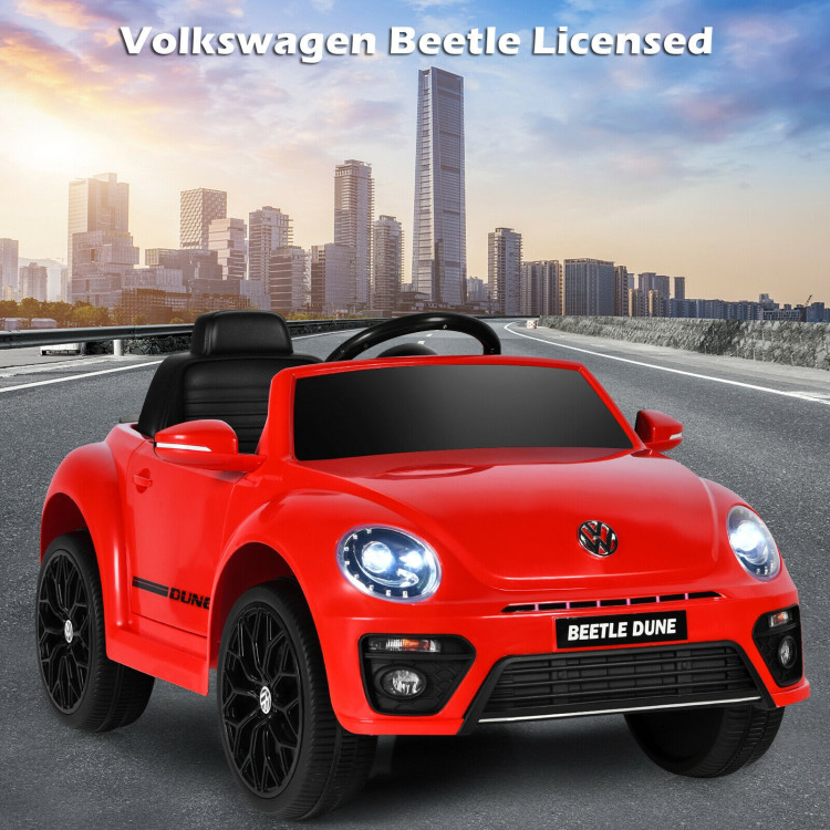 Volkswagen Beetle Kids Electric Ride On Car with Remote Control-RedCostway Gallery View 2 of 10