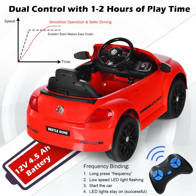 Volkswagen Beetle Kids Electric Ride On Car with Remote Control-RedCostway Gallery View 5 of 10