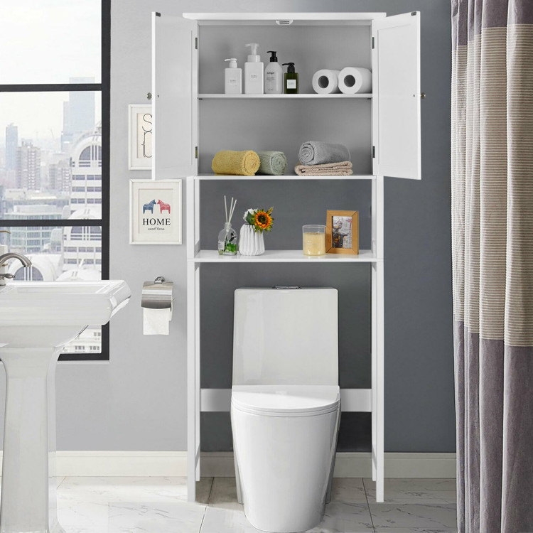 Over The Toilet Bathroom Storage Space Saver with Shelf Costway Gallery View 1 of 12