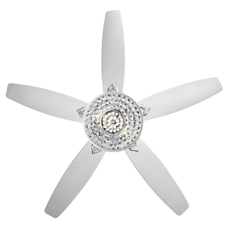 50 Inch Electric Crystal Ceiling Fan with Light Adjustable Speed Remote Control-SilverCostway Gallery View 9 of 12
