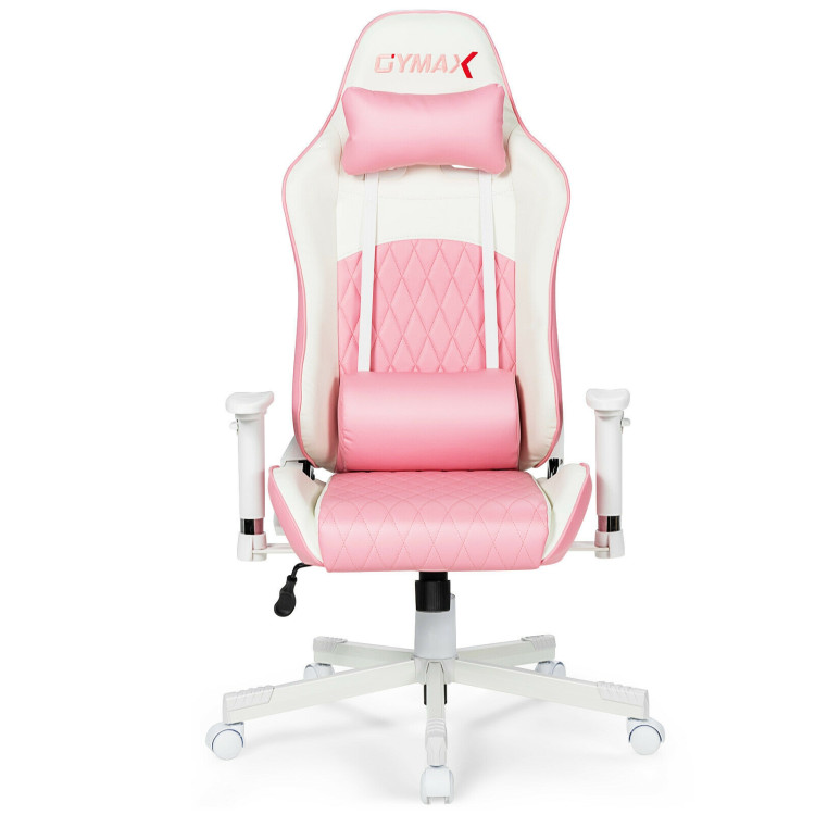 Ergonomic High Back Computer Desk Chair with Headrest and Lumbar Support-PinkCostway Gallery View 9 of 11