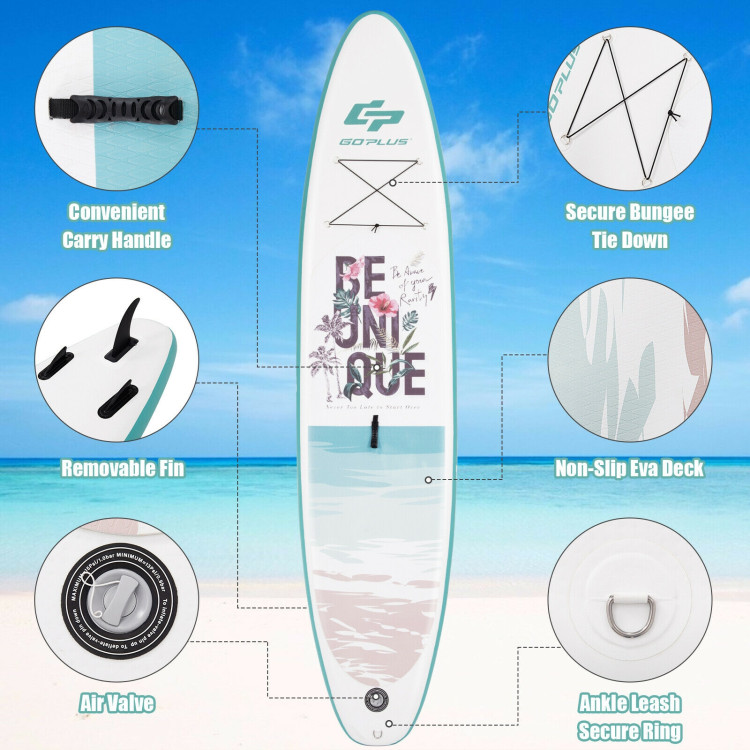 10.5 ft Inflatable Stand Up Paddle Board Surfboard with Aluminum Paddle Pump-10.5 ftCostway Gallery View 3 of 12