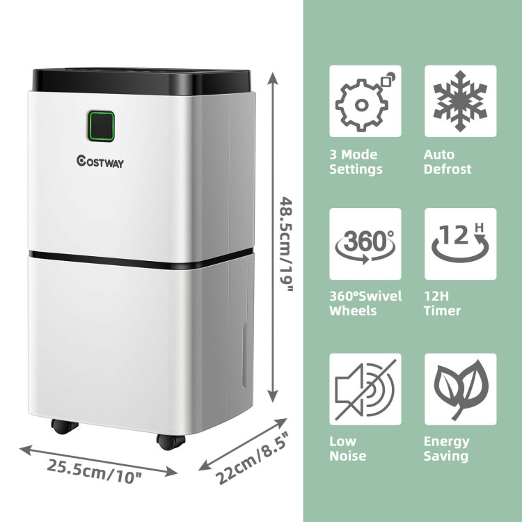 24 Pints 1500 Sq. ft Dehumidifier for Medium to Large Room with IndicatorCostway Gallery View 5 of 13