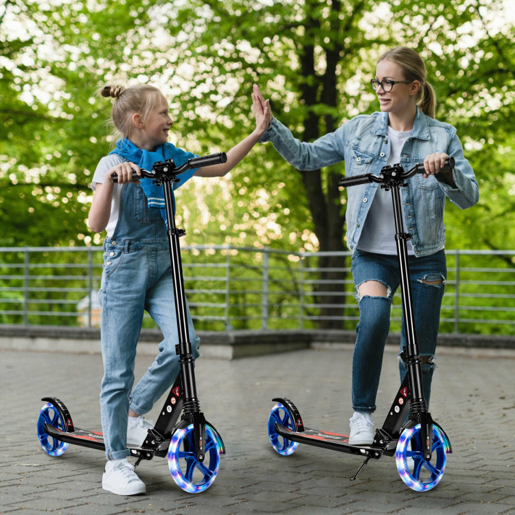 Aluminum Folding Kick Scooter with LED Wheels for Adults and Kids-BlackCostway Gallery View 1 of 13