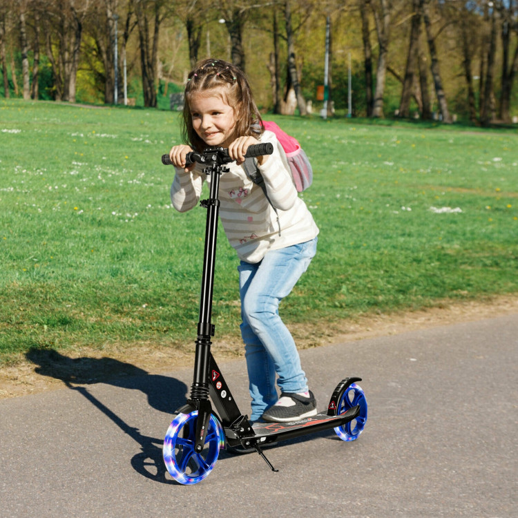 Aluminum Folding Kick Scooter with LED Wheels for Adults and Kids-BlackCostway Gallery View 6 of 13