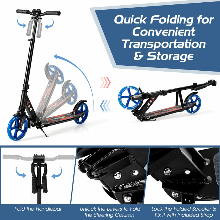 Aluminum Folding Kick Scooter with LED Wheels for Adults and Kids-BlackCostway Gallery View 9 of 13