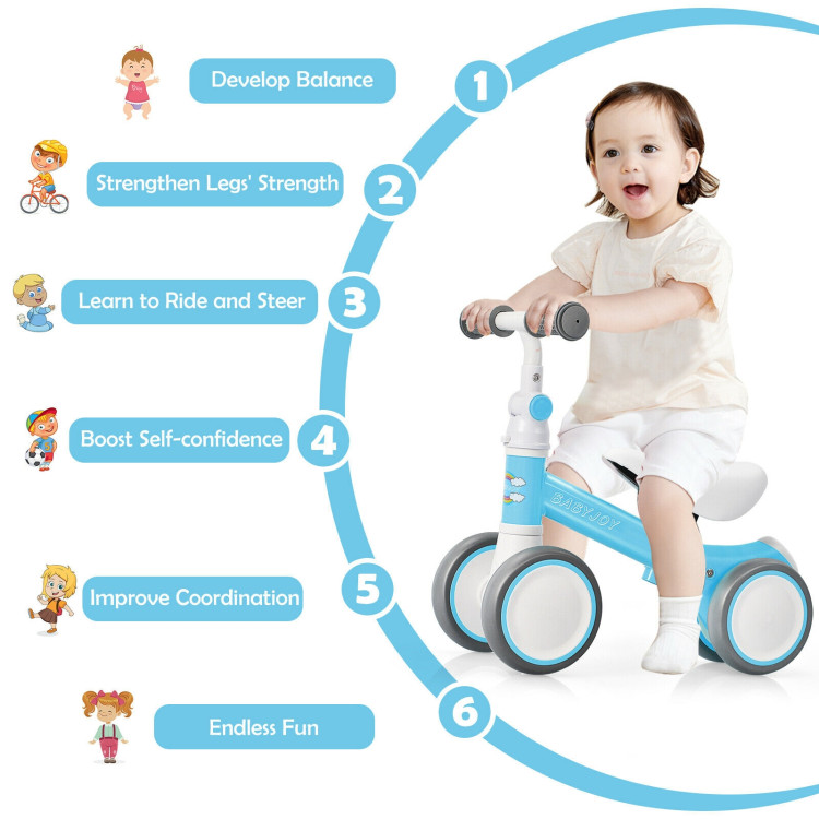 Baby Balance Bike with Adjustable seat and Handlebar for 6 - 24 Months-BlueCostway Gallery View 3 of 11