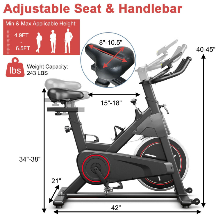 Stationary Exercise Bike with Adjustable Fitness SaddleCostway Gallery View 4 of 12