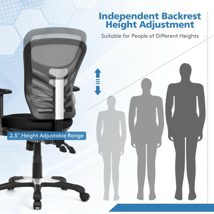Ergonomic Mesh Office Chair with Adjustable Back Height and Armrests-BlackCostway Gallery View 11 of 12