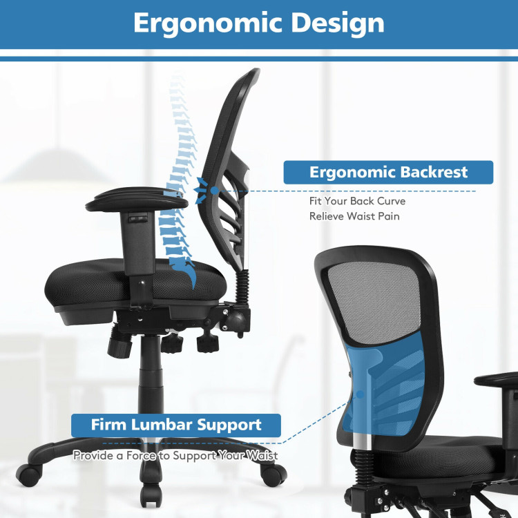Ergonomic Mesh Office Chair with Adjustable Back Height and Armrests-BlackCostway Gallery View 5 of 12