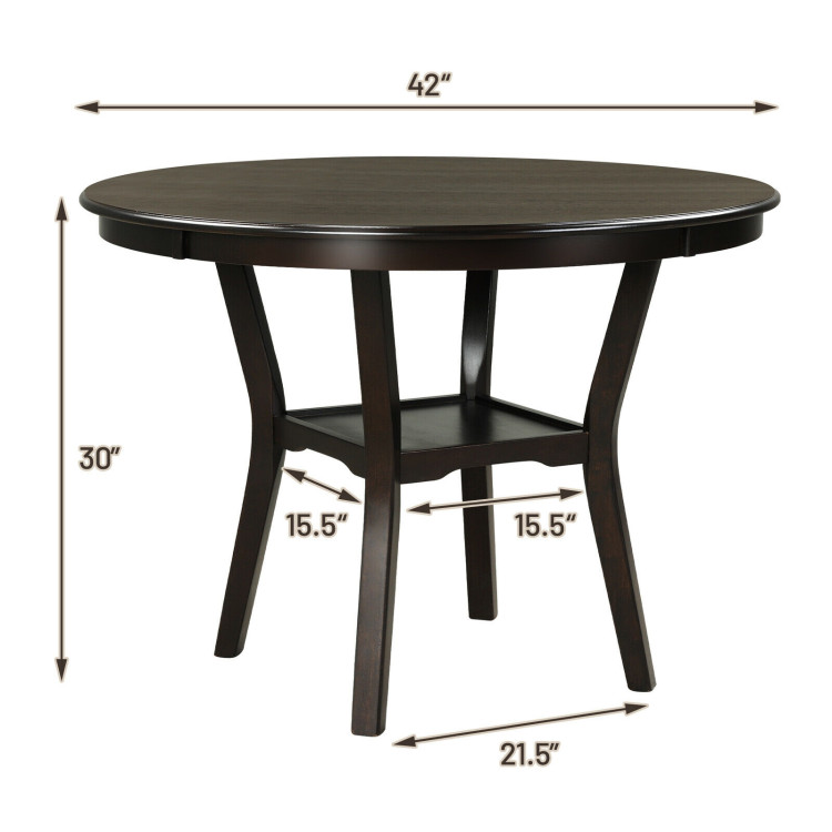 42 Inch 2-tier Round Dining Table with Storage ShelfCostway Gallery View 4 of 11