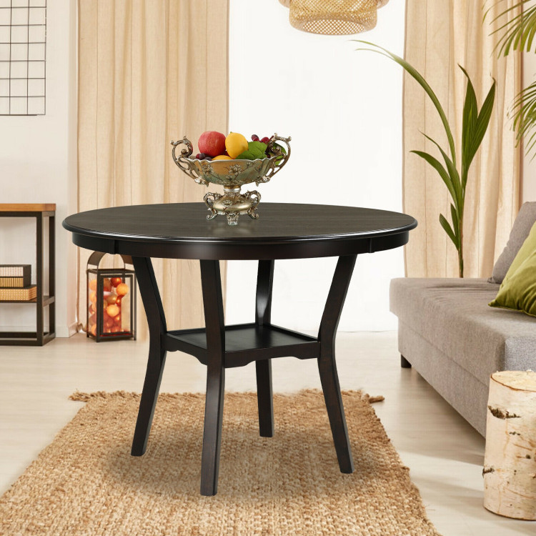 42 Inch 2-tier Round Dining Table with Storage ShelfCostway Gallery View 7 of 11