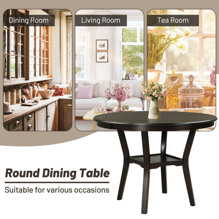 42 Inch 2-tier Round Dining Table with Storage ShelfCostway Gallery View 3 of 11