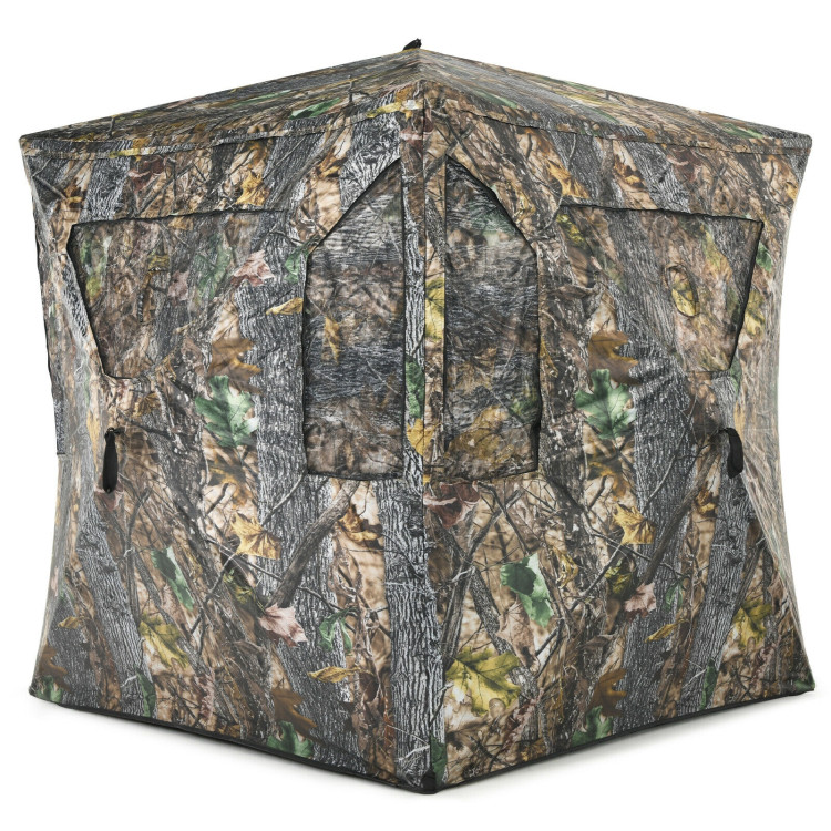 3 Person Portable Hunting Blind Pop-Up Ground Tent with Gun Ports and Carrying BagCostway Gallery View 1 of 12