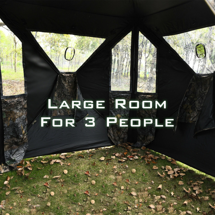 3 Person Portable Hunting Blind Pop-Up Ground Tent with Gun Ports and Carrying BagCostway Gallery View 9 of 12