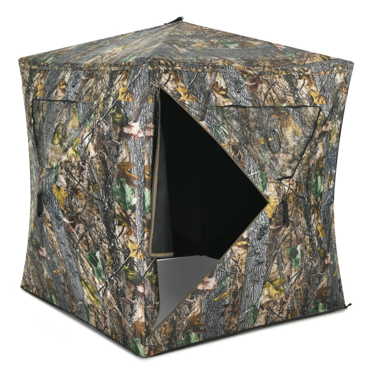 3 Person Portable Hunting Blind Pop-Up Ground Tent with Gun Ports and Carrying BagCostway Gallery View 8 of 12