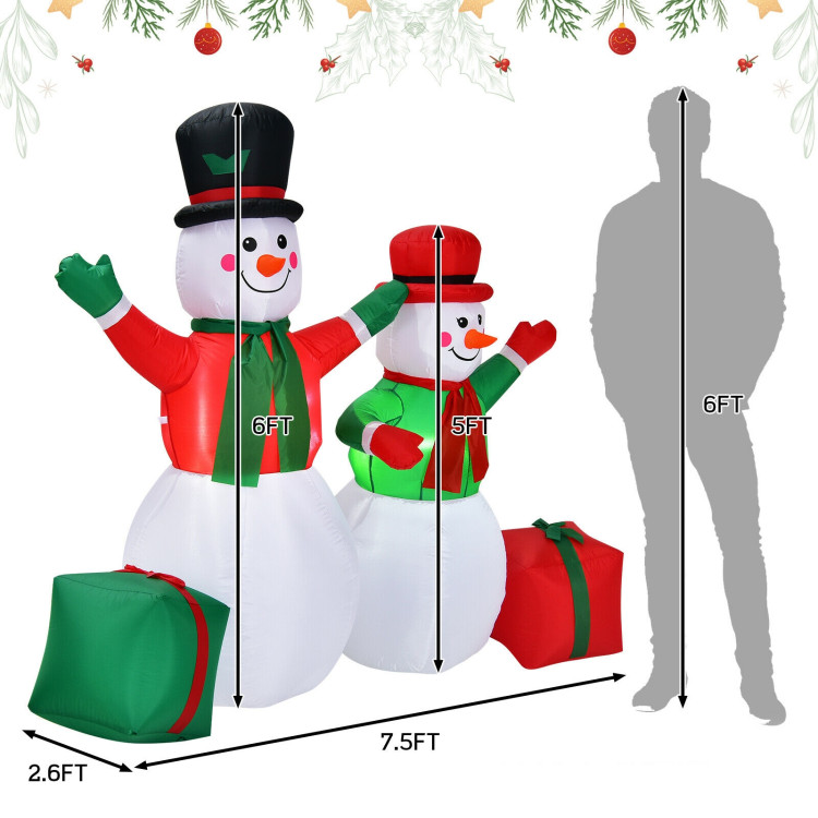 6 Feet Christmas Inflatable Snowmen Blow Up Christmas DecorationCostway Gallery View 4 of 10