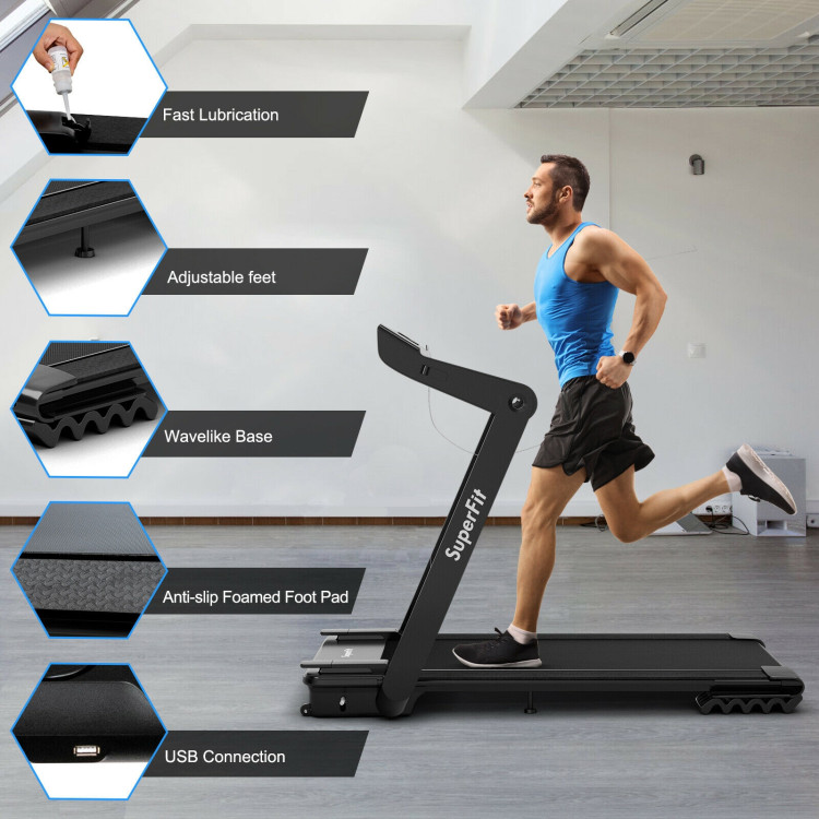 4.0HP Foldable Electric Treadmill Jogging Machine with Speaker LED-BlackCostway Gallery View 2 of 11